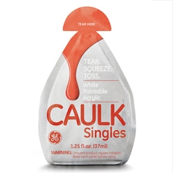 Oooh fun packaging for GE's single servings of Caulk!