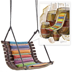 Miss Dondola Swing Chair by Angela Missoni for the Barrique Project by SanPatrignano - made of recycled casks!