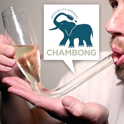 Chambong - the glass champagne bong? With adorable elephant logo... see how it's made.