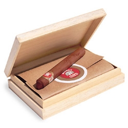 L.A. Burdick Rum Flavored Chocolate Cigars, half dozen in a wooden box. Rum-flavored ganache cigars are enrobed in milk and dark chocolate and look like the real McCoy!