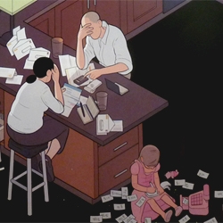 Chris Ware's newest satirical cartoon for The New Yorker magazine, "Discovering America," comments on financial woes facing American families today.