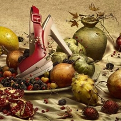 Christian Louboutin's FW 09/10 ad campaign places his shoes in still life scenarios, making them part of unique art pieces