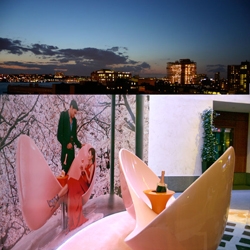 Notcot spotted the Karim Rashid Veuve Clicquot Loveseat at the Hotel Gansevoort.  Check out the loveseat and spectacular view from the Gansevoort penthouse!