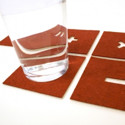 Practice your maths at the table! This set of 5 die-cut industrial felt coasters comes in four reversible color options and will bring out the young student in you and your guests.