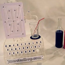 A hydraulic typewriter that turns words into cocktails by morskoiboy.