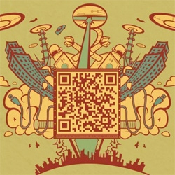 The concept behind the poster is to bring print and web together with the creative use of “QR codes” - by Chris Lamberth