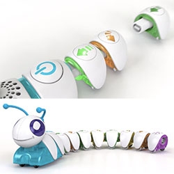 Fisher Price Think and Learn Code-A-Pillar - teach kids to code by attaching the motorized head/speaker and each body piece that represents a movement. Looks like USB connectors.