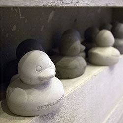 Concrete (Rubber) Duckies! An unexpected find at 100% Design, Gray Concrete created little concrete ducks to show off the different options possible!