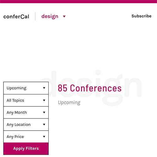 conferCal - "An easier way to find creative and tech conferences"