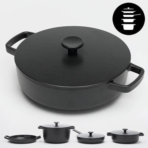 Crane Cookware - British design and manufacturing company, specialising in professional cookware and accessories. Love that this cast iron line shares the same lid size.