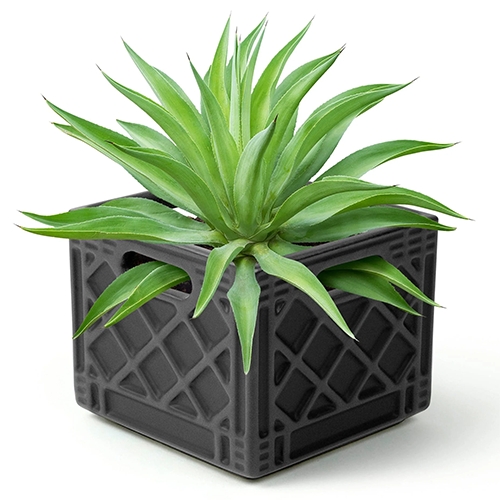 Fred Fancy Plants Milk Crate planter - made of ceramic, and measures 3.2" x 3.2" x 2.7"