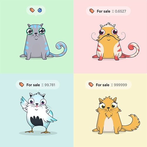 CryptoKitties - Blockchain gaming begins. Built by AxiomZen, you can buy, sell, and breed CryptoKitties on the Ethereum blockchain which is run by 5 Ethereum smart contracts.