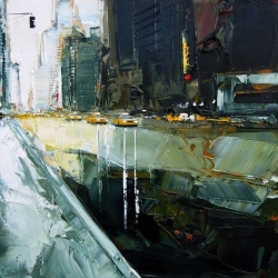 Some multilayered New York paintings by french-based artist Daniel Castan. He uses quick drying acrylic paints while working from memory.