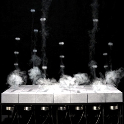 'For those who see' by Daniel Schulz uses smoke rings to produce a 3d-screen out of vortexed air.