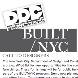 Great initiative from the NYC Dept of Design + Construction: Built/NYC! They are calling on local designers/firms to submit furniture, lighting, textile, etc designs to be commissioned for public buildings!