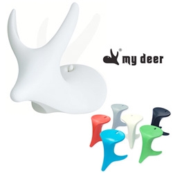 Jeroen Wesselink's My Deer is a fascinating product ~ its a fully functional simple modern stool... and when not in use, hang it on the wall, and it looks like a deer head!