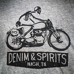 Nashville Denim & Spirits Moto tee! Great skeleton graphic on a ridiculously soft tee.