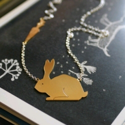 i kind of love DesireLines' menagerie jewelery collection featuring this bunny, whales and chicks.