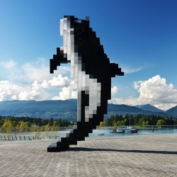 "Digital Orca" sculpture in Vancouver by Douglas Coupland.