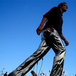 Finally, disco ball pants.  Cordarounds.com has found SOFT, reflective fabric that disperses light like a disco ball and transformed them into trousers.  
