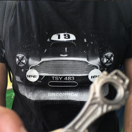 Discommon x BTWL T-shirt Vol.1! Limited Edition of 100 featuring a stunning vintage Aston DB4 in full race livery. Discommon = Disruptive Ideas x Uncommon Executions. BTWL = Between The White Lines photography.