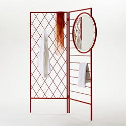Vera Kyte Apparel wardrobe and room divider made of lacquered steel in red or black.