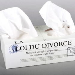 Mathilde Corbeil offers a specially designed box for divorce where all our possessions are split half and half. Other good ideas developed in Sylvain Allard's packaging class at UQAM.