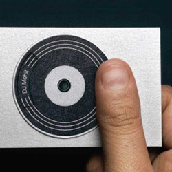 Business card that replicated the scratch console to instantly draw attention to DJ's profession.