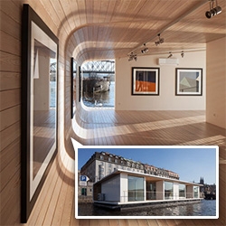 PORT X by S.A.D. Studio - stunning wood filled interior for this floating modern dock...