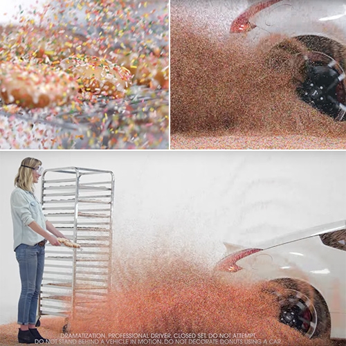 "Decorating Donuts With a Nissan 370Z" This is how Nissan celebrated National Donut Day - decorating donuts by doing donuts in sprinkles!
