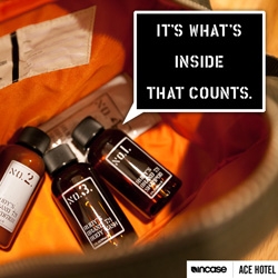 Incase x Ace Hotel have created a fun line of bags and accessories with the motto ~ It's What's Inside That Counts! Take a peek into the Dopp Kit they just sent over. 