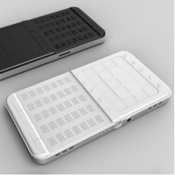 The DrawBraille mobile smartphone, designed specially for the blind, with a keyboard and touchscreen in braille, includes a book reader, email and music player. By Shikun San, Sheffield Hallam University (UK).