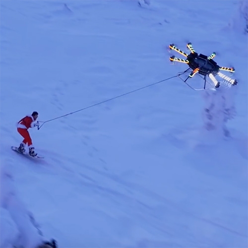 Casey Neistat and his custom Human Flying Drone go snowboarding in Finland... through the town, through the woods, down the slopes, and flies off into the horizon by drone!