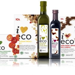 Swedish grocery chain ICA has released its own line of eco friendly products called I love eco. Clean and nice packaging by Identity Works.