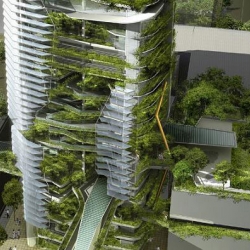 EDITT Tower - a paragon of “Ecological Design In The Tropics” by TR Hamzah & Yeang, will boast photovoltaic panels, natural ventilation, and a biogas generation plant inan insulating living wall that covers half of its surface area.