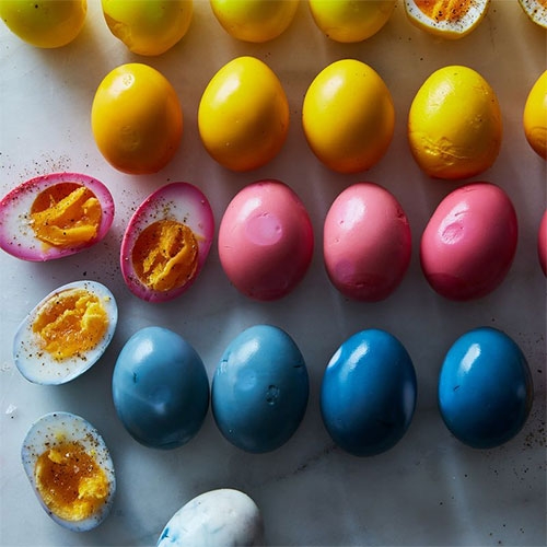 Food 52 "How to Make Pickled Eggs in Every Natural Color & Flavor Under the Sun" - Dye them pink with beets, yellow with turmeric, and blue with red cabbage!