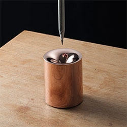 Beyond Object Funno Pencil Sharpener - in gold, silver, and copper finishes. It looks like it's about to pull your pencil right in!