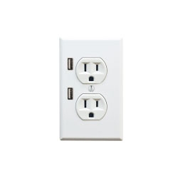 Fastmac's dual socket allows two outlets and two USBs to charge all your gadgets.
