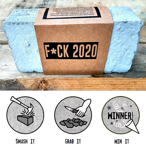 BRIK! A brick to smash open... to find a box with a knife inside... as well as a code to see if you win a second more valuable knife. (Sold out, but could inspire some interesting DIY gifts?)