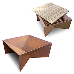 Geometric Firepit Designed by John Paul Plauché - and you can add a grill top or wooden table top on as well.
