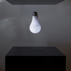 A levitating wirelessly powered lightbulb

Wire-less power