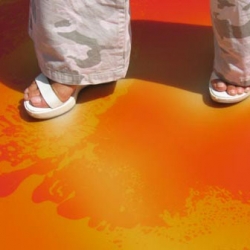Like a lavalamp for your floors, LivingFloor tiles contain a  liquid that flows as you walk on them. Trippy