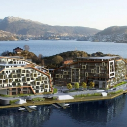 Interesting looking housing project at Askøy, close to Bergen in Norway. The houses can come to house 170 apartments and was designed by André Reckewe and Link Signatur.