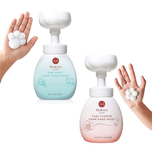 MyKirei Foaming Hand Soap dispensers make flower and paw prints on your hand! (There are also generic dispensers around that do the same. They are perfect for kids! Dilute normal soap with water for foaming hand soap.)