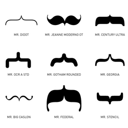 Some more amazing font moustaches, thanks to Tor Weeks