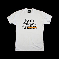 Form Follows Fun shirt by AIAIAI - This is a comment to Louis Sullivan’s famous quote, Form follows function, that was one of the most important credos of modernism and functionalism.