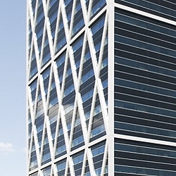 First tower in Amsterdam. By Foster + Partners, it features several sustainable features that made it 10% more energy efficient than dutch building codes.