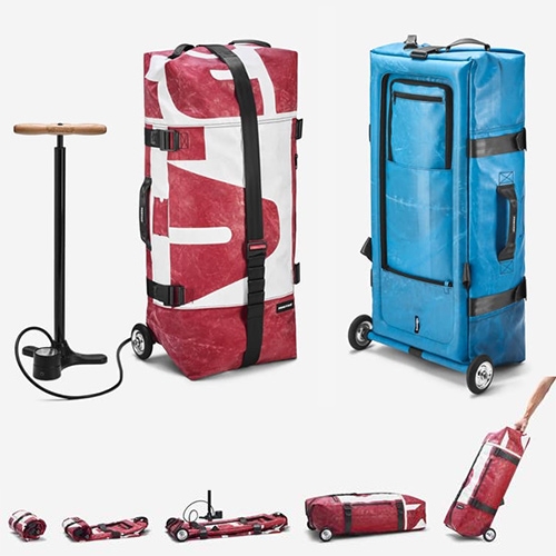 ZIPPELIN: An inflatable, one-of-a-kind travel bag by FREITAG! They are doing their first rolling travel bag -  made of their signature truck tarps! Currently on kickstarter.
