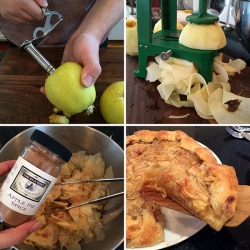 Ice Climbing Ice Screw as an Apple Corer! Combine that with a spiralizer for apple ribbons and a twist on Alice Water's apple tart for my delicious Apple Ribbon Galette! 