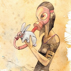 Cody Vrosh ~ just discovered his fun illustrations and paintings at SDCC! Love the Gasmask a Day project and book as well as this print - "As it turns out4 feet attached brings more luck than 1 foot removed."
